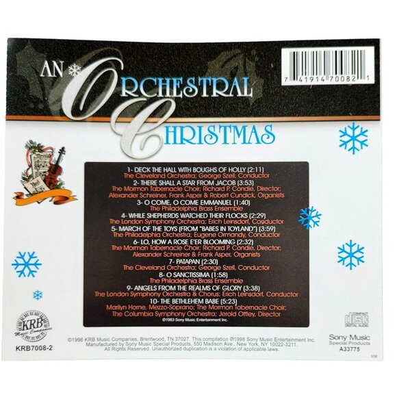 An Orchestral Christmas Mormon Tabernacle Choir Music CD 1998 - 37121cd - Picture 2 of 2